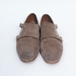 Doucals Men's Brown Suede Block Heel Double Monk Strap Oxford Shoes Size 40